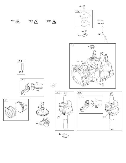 C - Albero a camme, albero motore, cilindro, manuale per l'uso, biella/anelli/pistone, etichetta di avvertenza B&S - 12 €¦ 122Q02-0163-H1 brand Stihl
